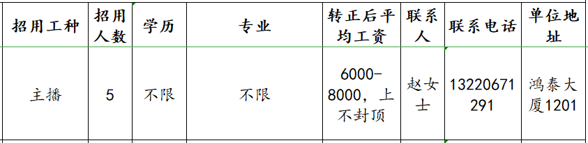 山东沅枫文化传媒有限公司招聘主播