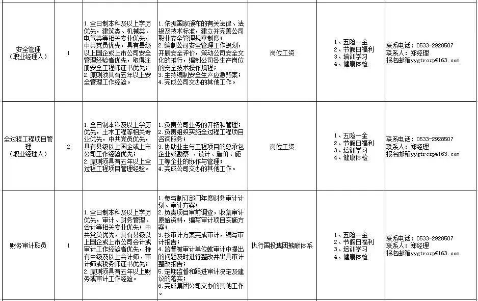 沂源国有投资集团招聘专业人才（核心职业经理人）和工作人员的招聘公告