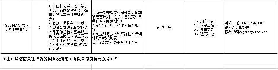 沂源国有投资集团招聘专业人才（核心职业经理人）和工作人员的招聘公告