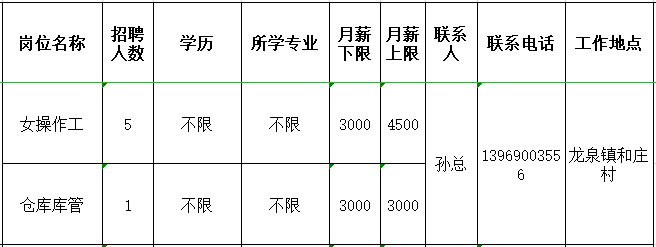 绿动新材料科技（山东）有限公司同女操作工,仓库库管