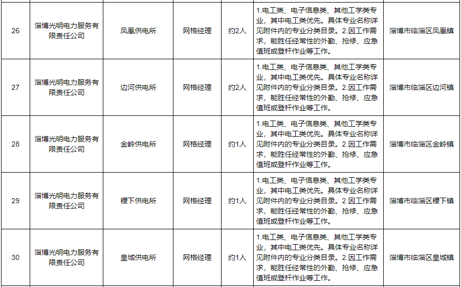 淄博光明电力服务有限责任公司2023年招聘公告