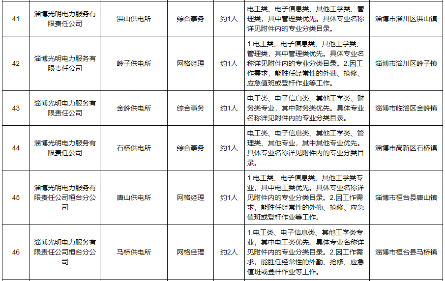 淄博光明电力服务有限责任公司2023年招聘公告