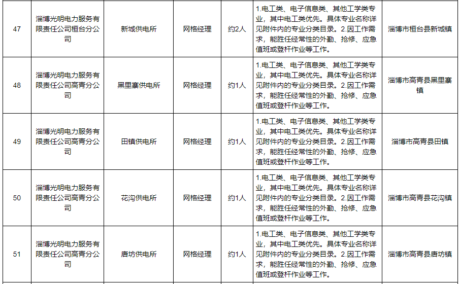 淄博光明电力服务有限责任公司2023年招聘公告