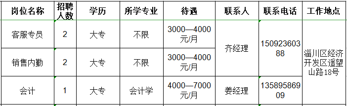 山东嘉泰能源集团有限公司招聘客服专员,销售内勤,会计