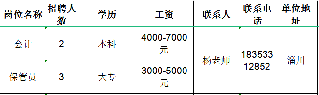 山东凯盛新材料股份有限公司招聘会计,保管员