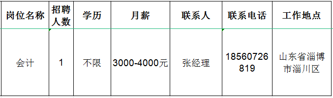 山东天翊能源科技有限公司招聘会计