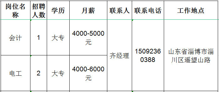 山东嘉泰能源集团有限公司招聘会计,电工