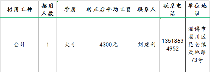 山东天晟机械装备股份有限公司招聘会计