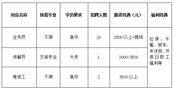 山东黄河龙集团业务员,讲解员,维修工