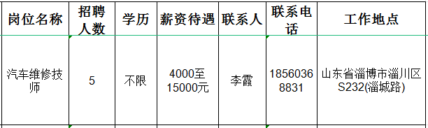 淄川区鼓浪屿汽车维修保养店招聘汽车维修技师