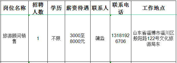 淄博景辉旅行社有限公司招聘旅游顾问销售