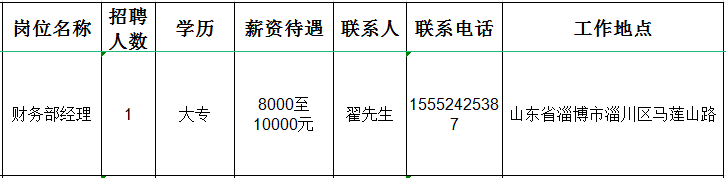 山东华新通信科技有限公司招聘财务部经理