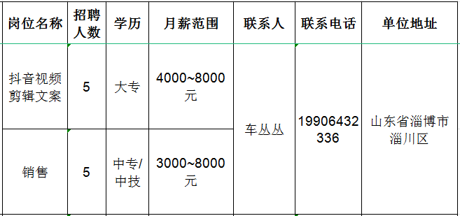 淄博鼎泽化工有限公司招聘抖音视频剪辑文案,销售