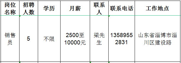 淄博创拓电子科技有限公司热水聘销售员