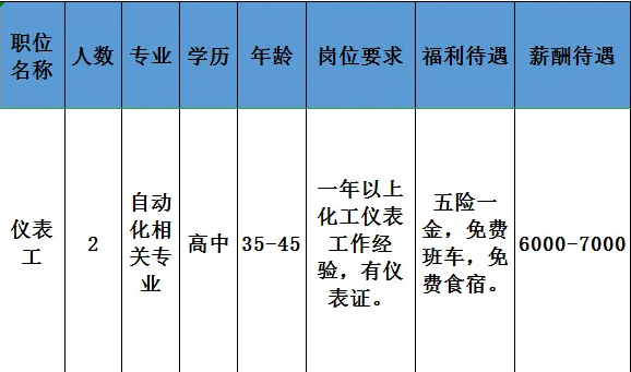 山东兴鲁承宏新材料科技有限公司招聘仪表工