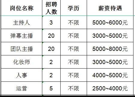 淄博铭星网络科技有限公司招聘主持人,弹幕主播,团队主播,化装师,人事,运营