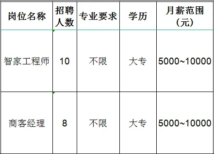 北京通建信息系统有限公司淄博分公司招聘智家工程师,客客经理