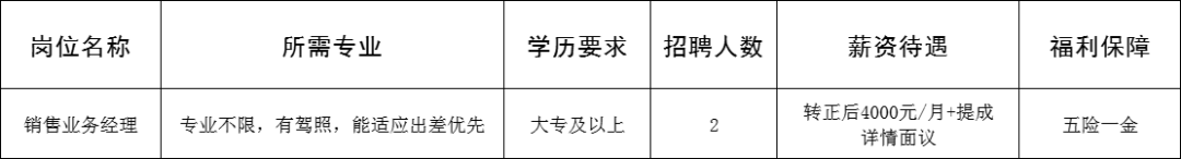 齐盈新材料科技(山东)有限公司招聘销售业务经理
