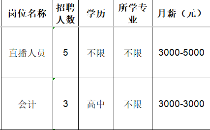 淄博大海振华商贸有限公司招聘直播人员,会计