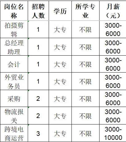 山东蜂链数字科技有限公司招聘拍摄剪辑,总经理助理,会计,外贸业务员,采购,物流报关,跨境电商运营