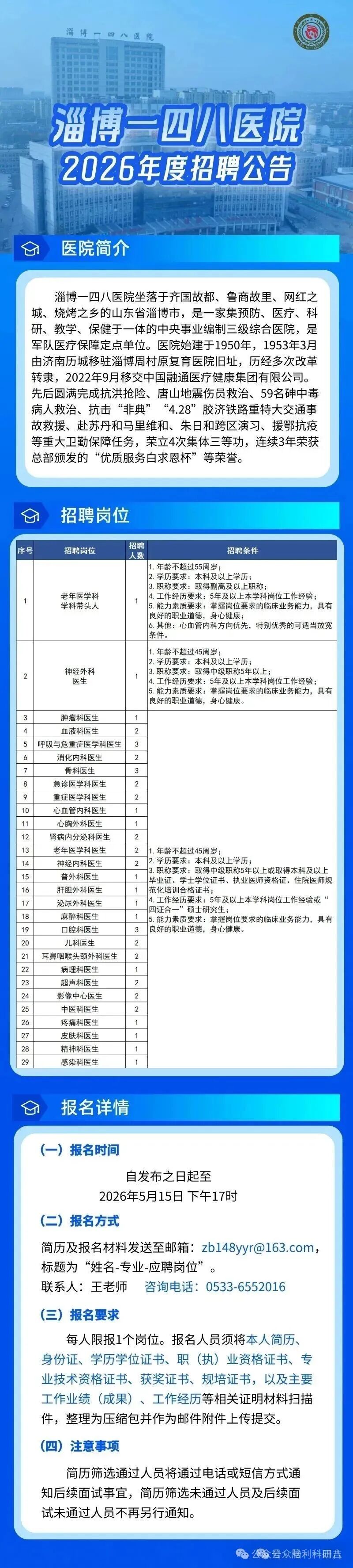 淄博一四八医院2026年度招聘公告来啦，职等你来