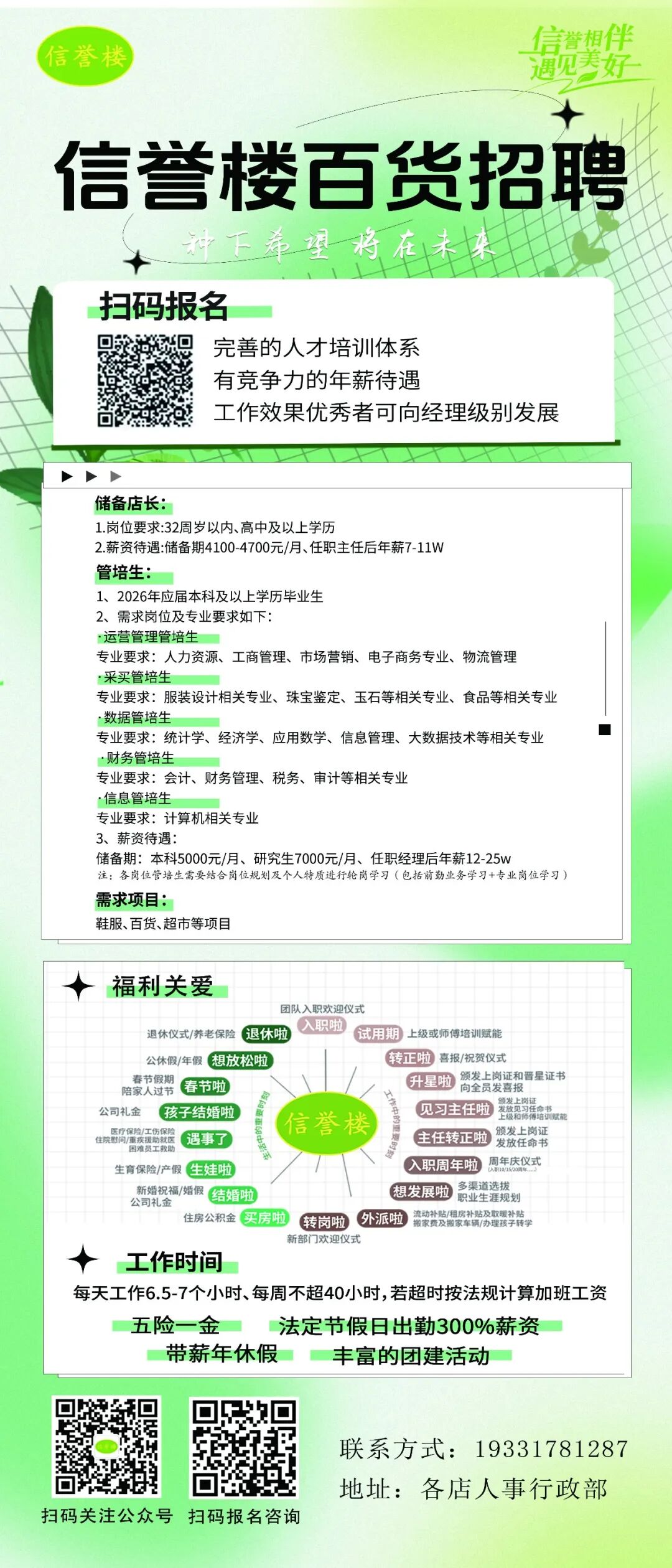信誉楼百货集团毕业季招聘人才公告