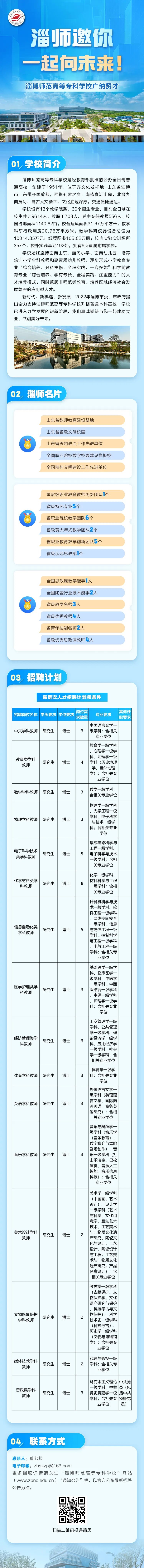 淄博师范高等专科学校招聘公告