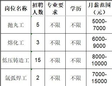 山东国岳金刚石制品有限公司招聘抛丸工,熔化工,低压铸造工,氩弧焊工